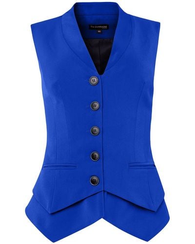 Tia Dorraine Royal Azure Fitted Single-breasted Waistcoat - Blue