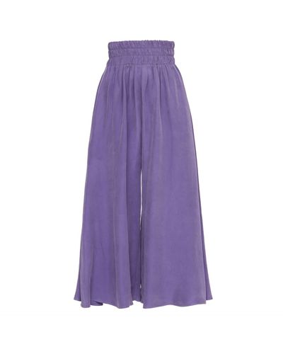 Julia Allert Wide Cupro Culottes With Elastic Waist Violet - Purple