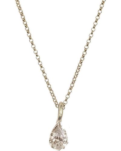 Lily Flo Jewellery Nova Pear Cut Lab Grown Diamond Pendant Necklace - Metallic