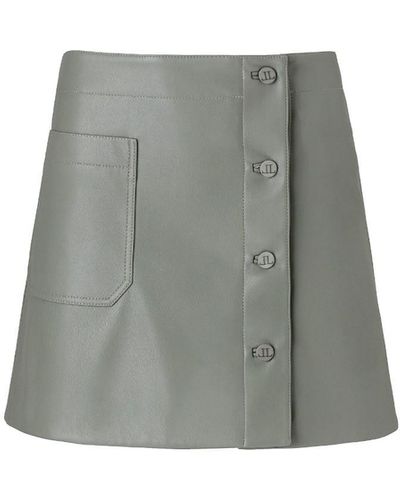 Lita Couture Faux Leather A-line Skirt - Gray