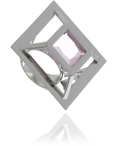 Georgina Jewelry Silver Pink Square Ring - Metallic