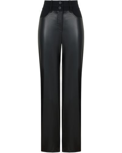 Nocturne Double Waisted Straight Pants - Black