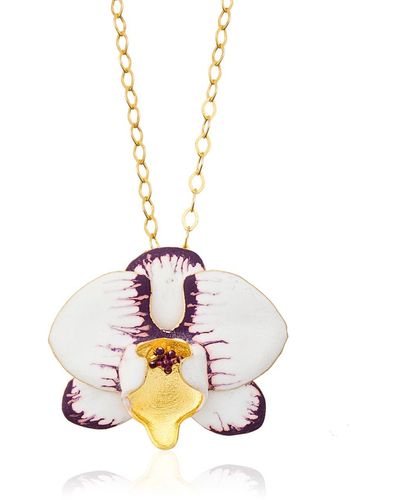 Milou Jewelry Orchid Flower Necklace - White