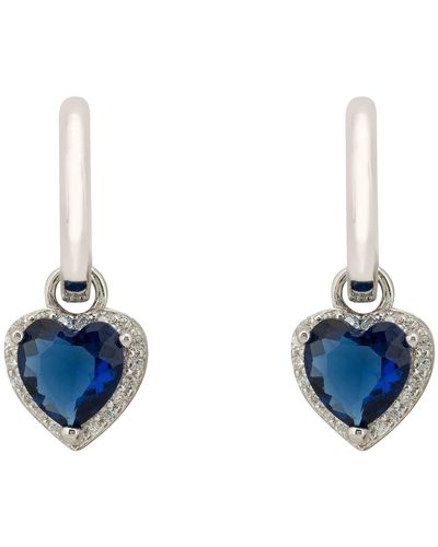 LÁTELITA London Cupids Sparkle Sapphire Heart Drop Earrings Silver - Blue
