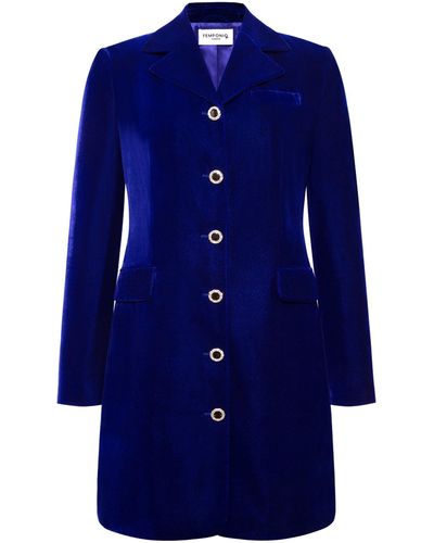 Femponiq Velvet Tailored Blazer Dress - Blue