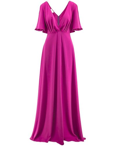 ROSERRY Florence Wrap Maxi Dress With Butterfly Sleeves In Orchid - Purple