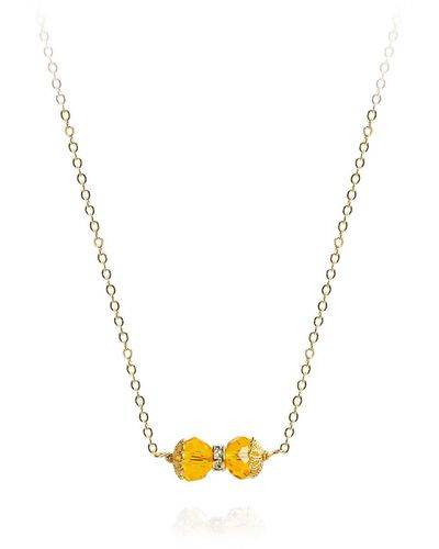 Saule Label Elise Bow Necklace In Apricot - Metallic