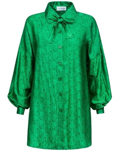 LA FEMME MIMI Silk Blouse In - Green