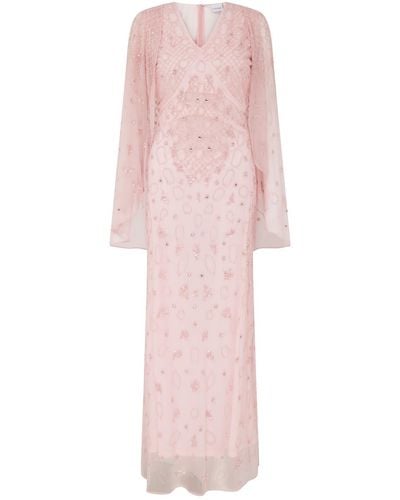 Raishma Selena Pink & Blush Cape & Is Exquisitely Detailed With Beading Throughout Gown