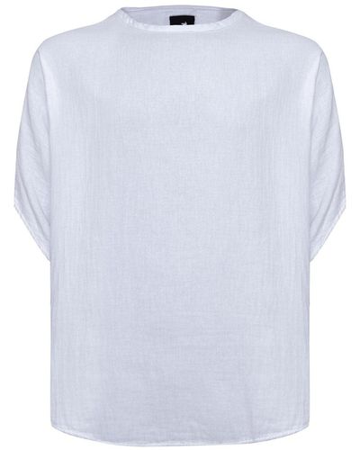 Monique Store Bohemian Round Neck Bell Sleeve Linen Shirt - White