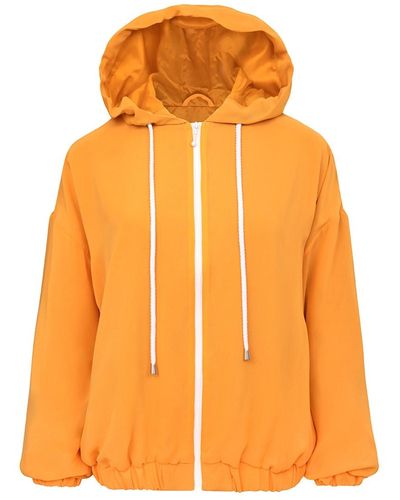 blonde gone rogue Bonfire Bomber Light Spring Jacket, Upcycled Polyester, In Yellow - Orange
