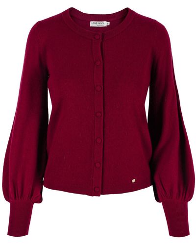 tirillm "ava" Cashmere Cardigan With Puffed Sleeves - Purple
