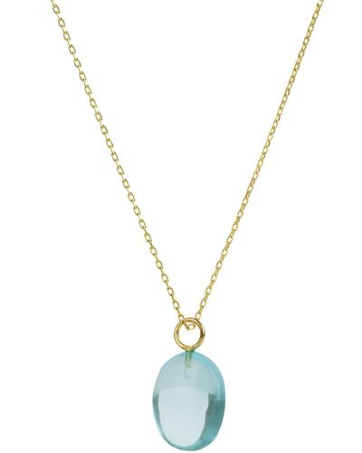 Amadeus Eden Gold Chain Necklace With Quartz Pendant - Blue