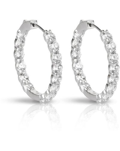 Ep Designs Sparkle White Stone Hoop Earring - Metallic