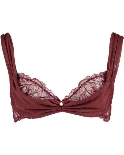 House of Silk Lucy Lace & Tulle Bra Claret - Red