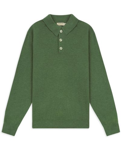 Burrows and Hare Knitted Polo - Green