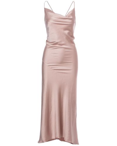 ROSERRY Tulum Cowl Neck Pink Satin Dress