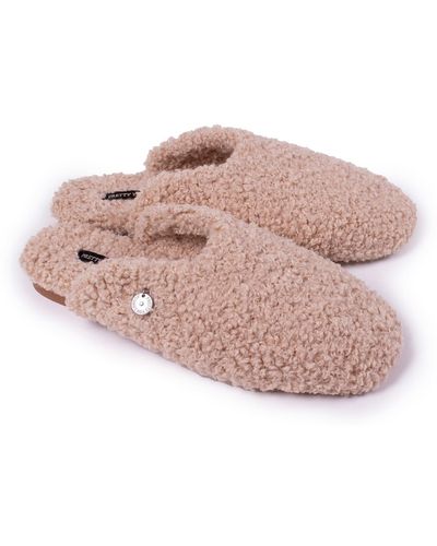 Pretty You London Carla Indoor Outdoor Mule Slippers In Natural - Multicolour