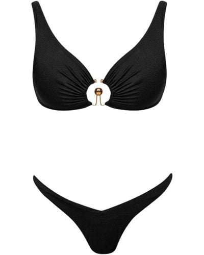 Cliché Reborn Off Shoulder Swimsuit With Metal Ring - Black