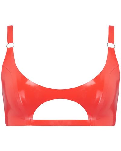 Elissa Poppy Latex Cut Out Bralette - Red