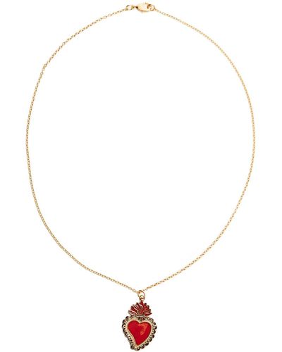 Lovard Enamel Heart Pendant Necklace - Red