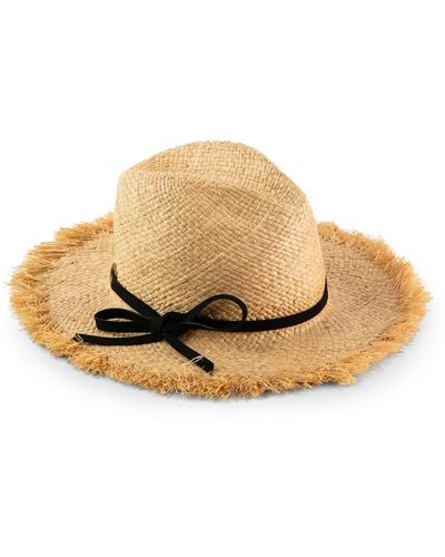 Justine Hats Neutrals Fashionable Straw Fedora Hat - Natural