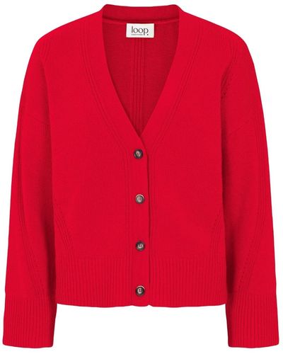 Loop Cashmere Lofty Cashmere Cardigan In Rouge - Red
