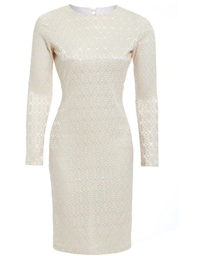 Sarvin Neutrals / Ivory Long Sleeve Backless Dress - White