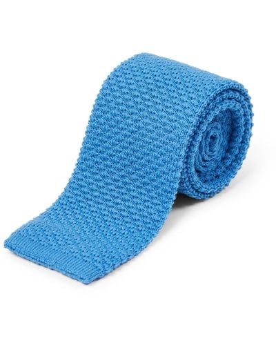 Burrows and Hare Wool Knitted Tie - Blue