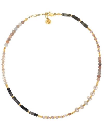 Bonjouk Studio Annie Sunstone & Labradorite & Pearl Necklace - Metallic