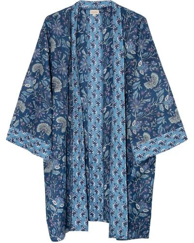 Inara Indian Cotton Lagoon Kimono - Blue