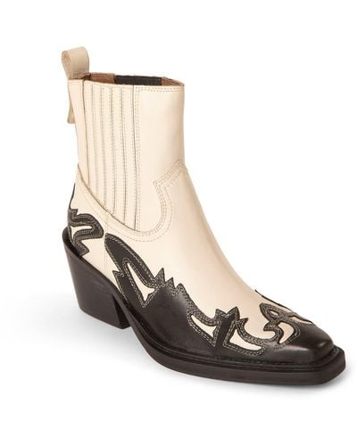 ASRA Marvelo Rice Leather Western Boot With Black Paneling