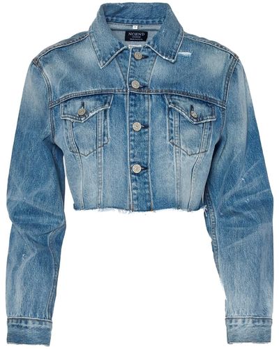 NOEND Trace Crop Denim Jacket In Tomboy - Blue