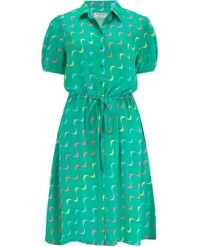 Sugarhill Salma Shirt Dress , Undulating Waves - Green