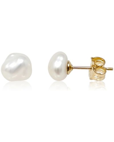 Kiri & Belle Mini Dot Keshi Pearl Filled Stud Earrings - Metallic