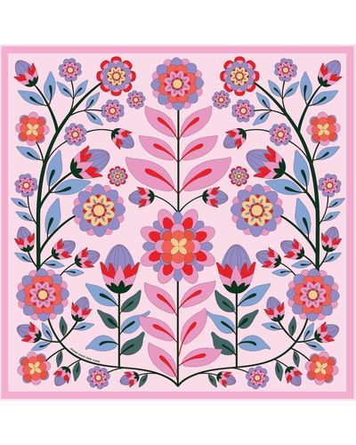 Jessie Zhao New York Silk Scarf Of Pink Garden - Red