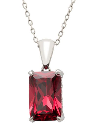 LÁTELITA London Alexandra Rectangle Gemstone Necklace Silver Ruby - Red
