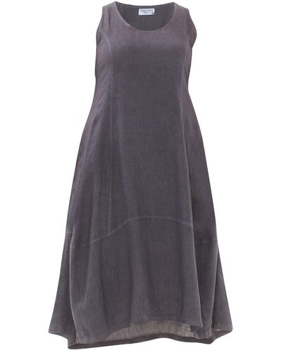 Haris Cotton Tank Linen Dress With Asymmetrical Hem And Side Pockets - Purple