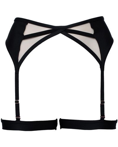 Lunalae Adele Cut Out Lingerie Suspender Recycled - Black
