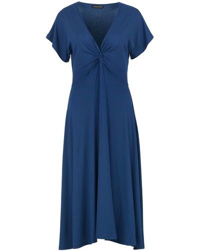 Conquista Knot Detail Midi Dress - Blue