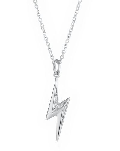 Scream Pretty Sparkling Lightning Bolt Necklace With Slider Clasp - Metallic