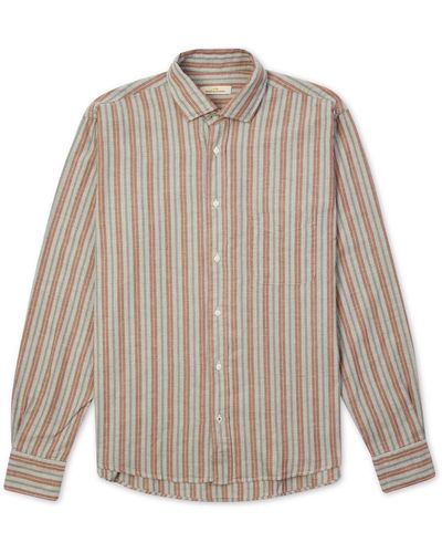 Burrows and Hare Ticking Shirt - Brown
