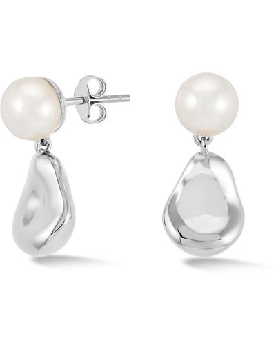 Dower & Hall Pebble & White Pearl Earrings In