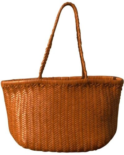 Rimini Zigzag Woven Leather Handbag 'viviana' Small Size - Brown