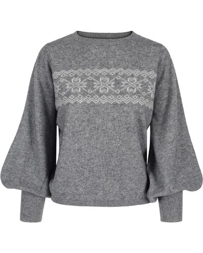 tirillm "astrid" Pattern Knitted Cashmere Pullover - Grey
