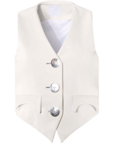 Vestiaire d'un Oiseau Libre Silver Buttons Leather Vest - White