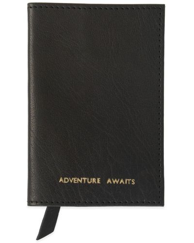 VIDA VIDA Adventure Awaits Leather Passport Cover - Black