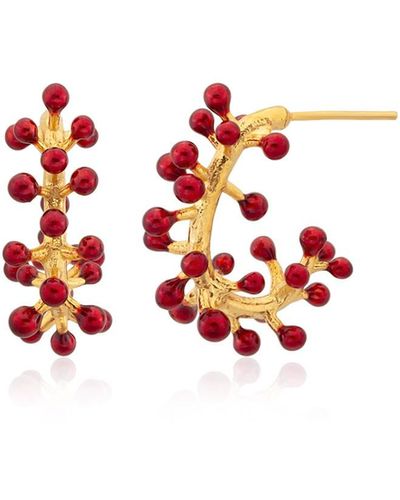 Milou Jewelry Charlotte Hoop Earrings - Red
