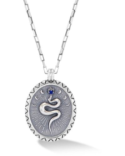 Dower & Hall Snake Talisman Necklace In Oxidised - Metallic