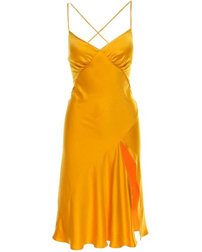 ROSERRY Seville Satin Midi Dress In - Yellow
